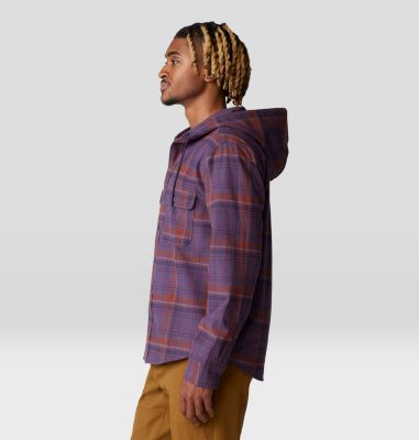 Men's Dusk Creek Long Sleeve Hooded Shirt, Color: Blurple Bowline Plaid, image 11