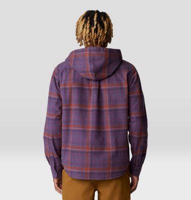 Men's Dusk Creek Long Sleeve Hooded Shirt, Color: Blurple Bowline Plaid, image 10