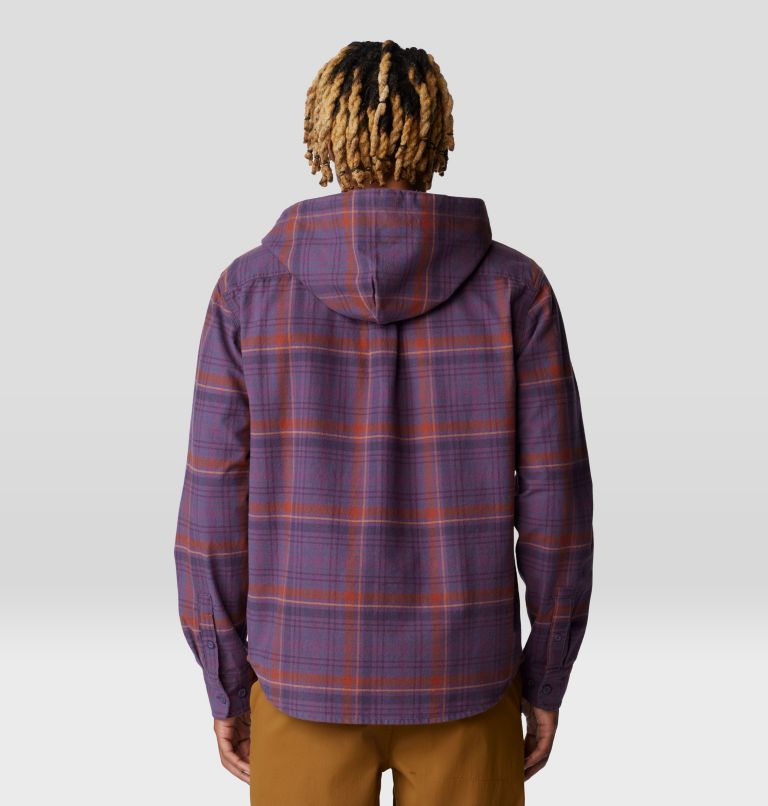 Men's Dusk Creek Long Sleeve Hooded Shirt, Color: Blurple Bowline Plaid, image 2