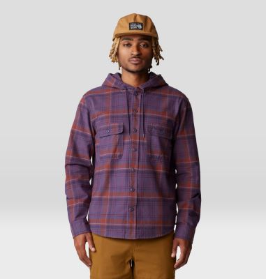 Men's Dusk Creek Long Sleeve Hooded Shirt, Color: Blurple Bowline Plaid, image 9