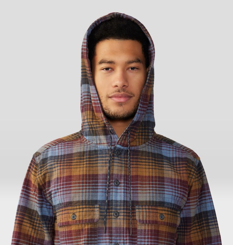 Long sleeve discount hooded flannel shirt