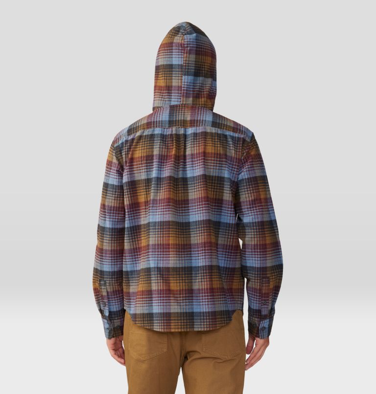 Men's Dusk Creek Long Sleeve Hooded Shirt, Color: Washed Raisin Glass House Plaid, image 2