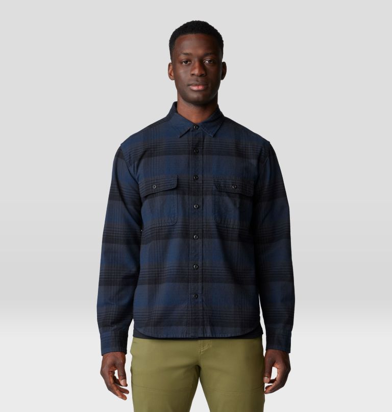 Men's Dusk Creek Flannel Long Sleeve Shirt, Color: Dark Storm Glasshouse Plaid, image 1