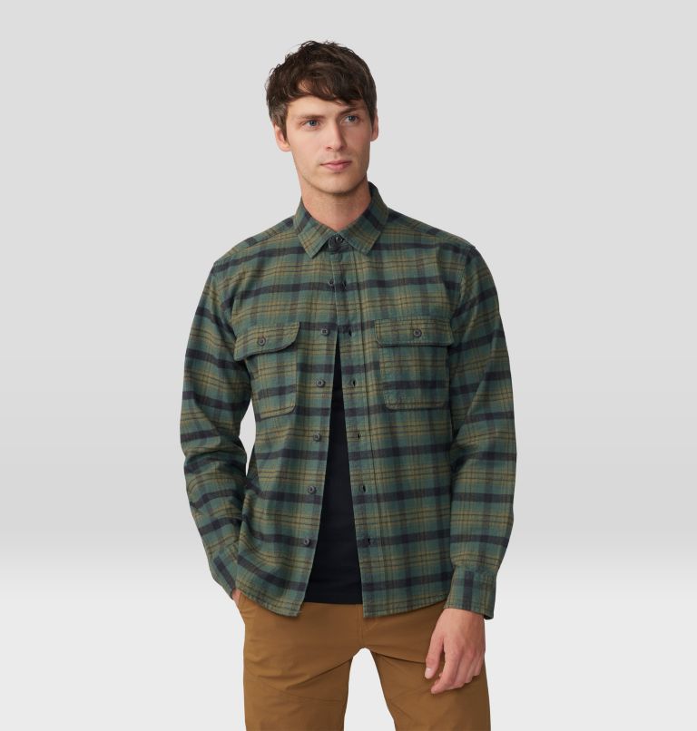 Thumbnail: Men's Dusk Creek Flannel Long Sleeve Shirt, Color: Black Spruce Oslo Plaid, image 7