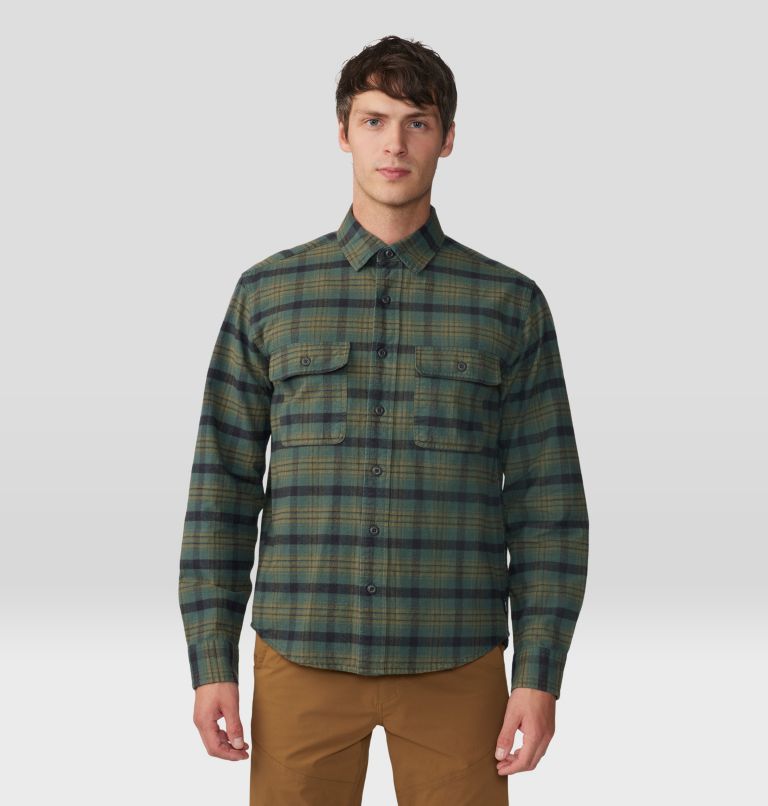 Men's Dusk Creek Flannel Long Sleeve Shirt, Color: Black Spruce Oslo Plaid, image 1