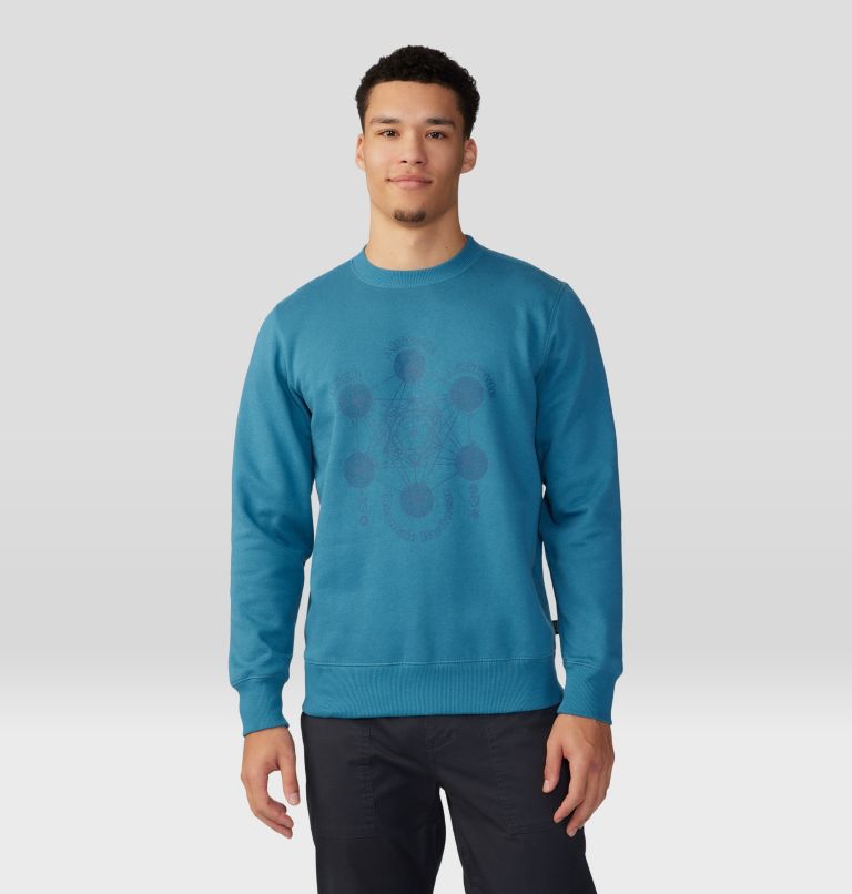Men's Metatrons Cube Pullover Crew, Color: Caspian, image 1
