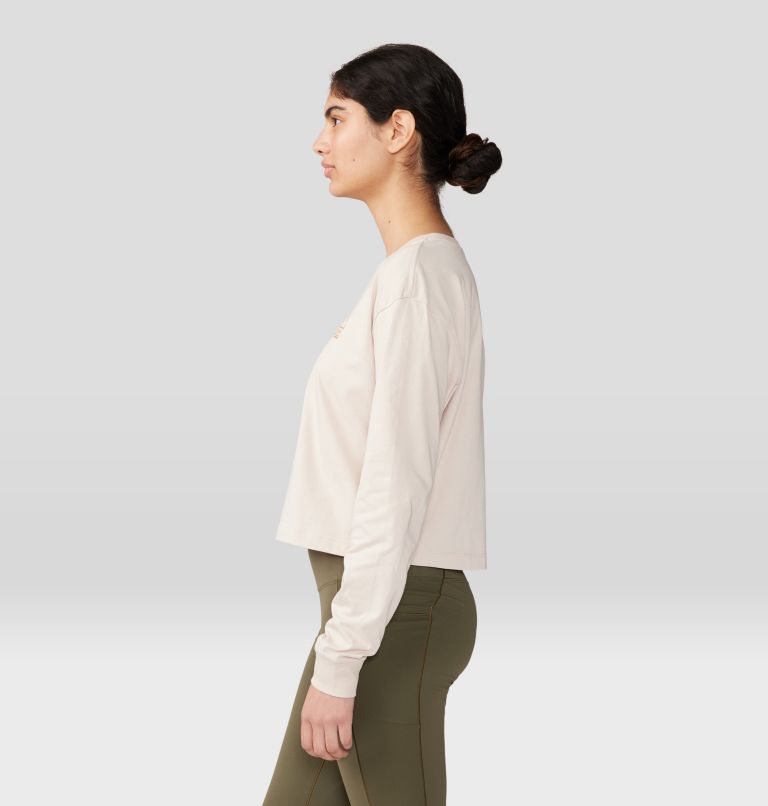 Women's MHW Mountain Boxy Crop Long Sleeve, Color: White Sprite, image 3