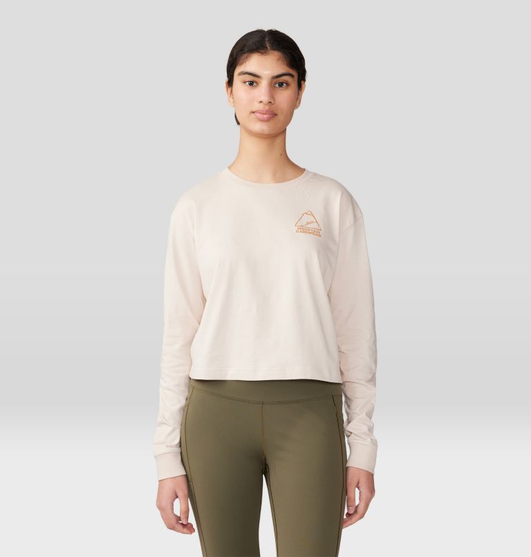Thumbnail: Women's MHW Mountain Boxy Crop Long Sleeve, Color: White Sprite, image 1