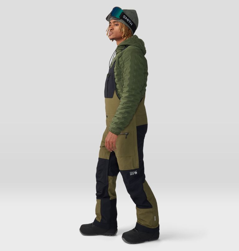 Men's First Tracks Bib, Color: Combat Green, Black, image 3