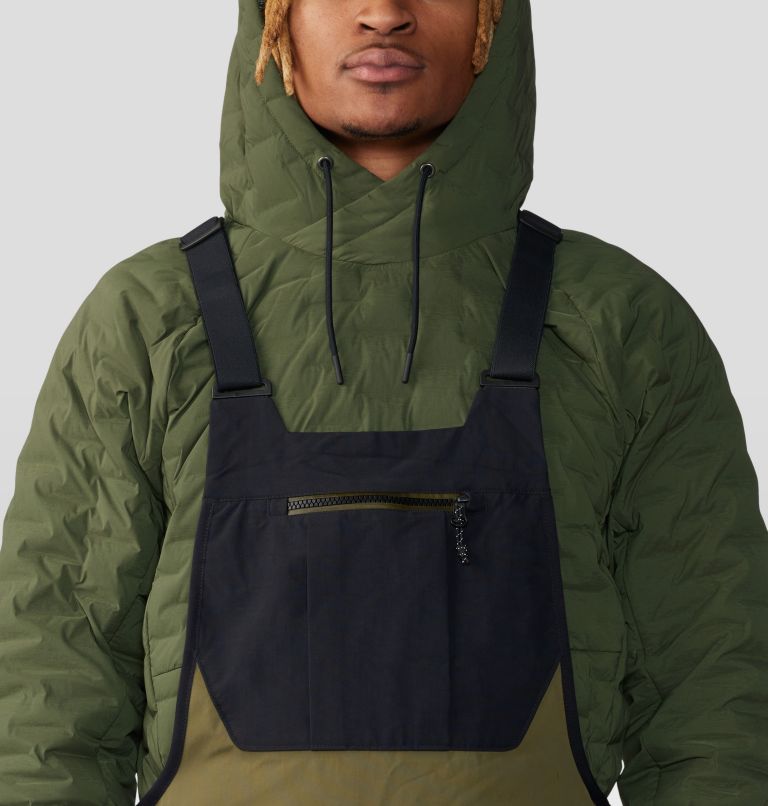 Men's First Tracks Bib, Color: Combat Green, Black, image 4