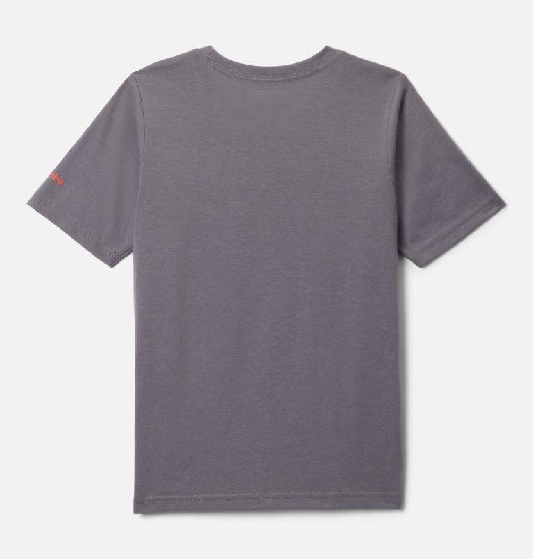 Boys' La Poudre Pass Short Sleeve T-Shirt, Color: City Grey, Fly Fish Fun, image 2