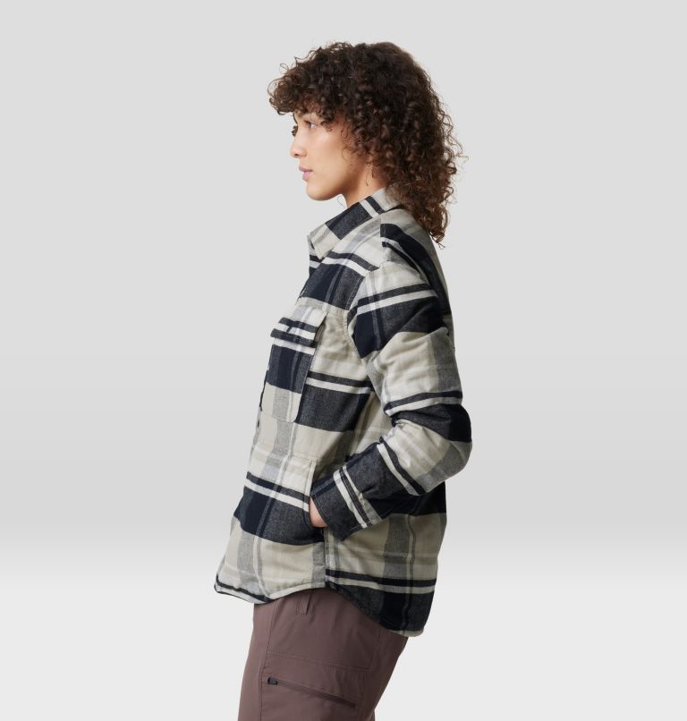 Thumbnail: Women's Dolores Insulated Flannel Shacket, Color: Oyster Shell, image 3