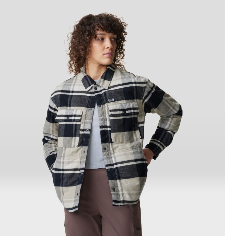 Thumbnail: Women's Dolores Insulated Flannel Shacket, Color: Oyster Shell, image 7
