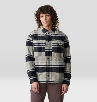 Women's Dolores Insulated Flannel Shacket, Color: Oyster Shell, image 17