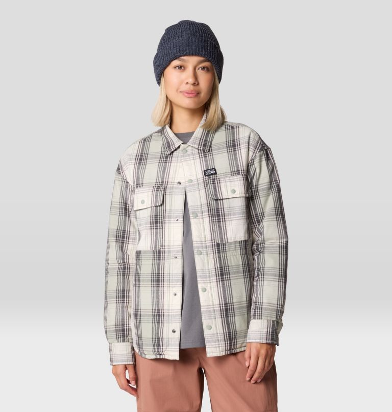 Women's Dolores Insulated Flannel Shacket, Color: White Sage Starlights Plaid, image 5