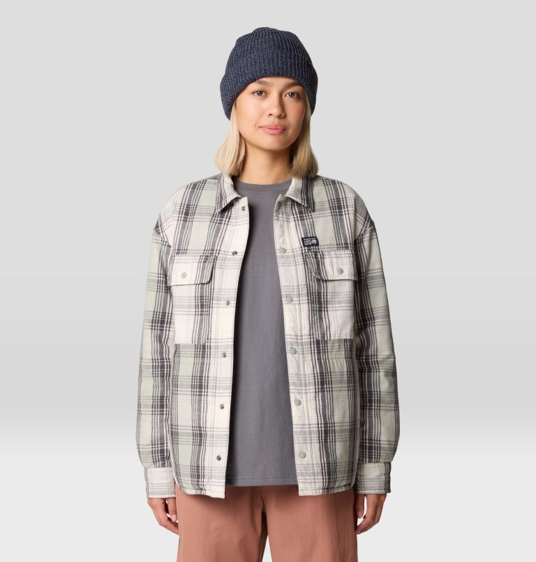 Women's Dolores Insulated Flannel Shacket, Color: White Sage Starlights Plaid, image 6