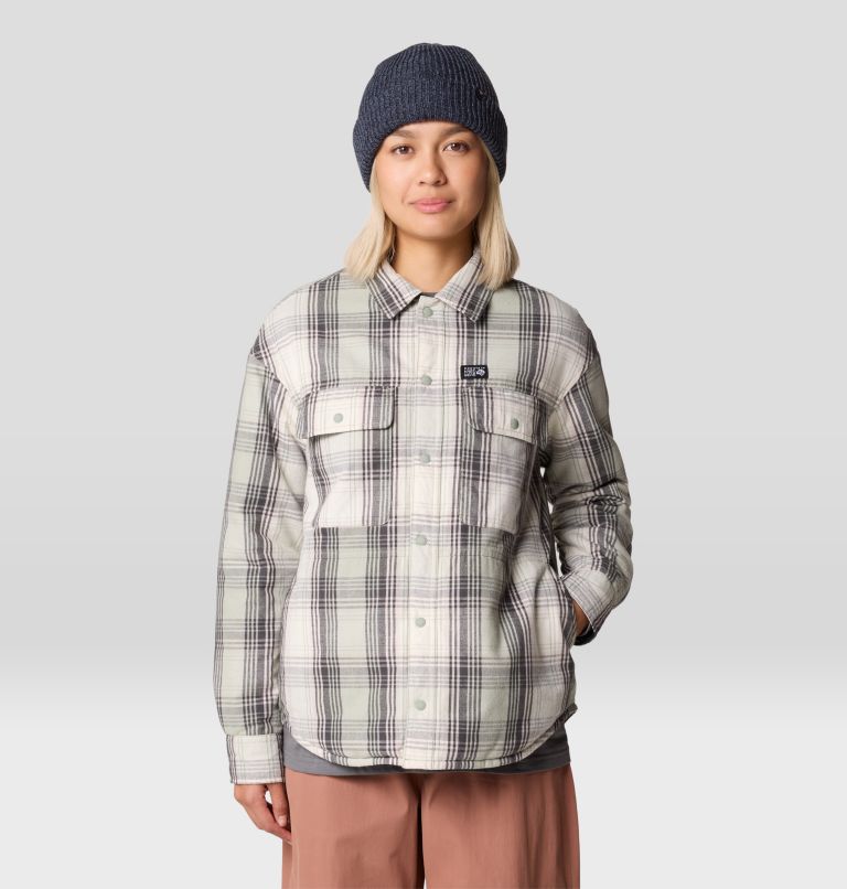 Women's Dolores Insulated Flannel Shacket, Color: White Sage Starlights Plaid, image 7