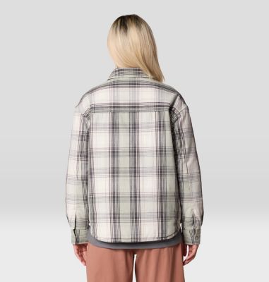 Women's Dolores Insulated Flannel Shacket, Color: White Sage Starlights Plaid, image 14