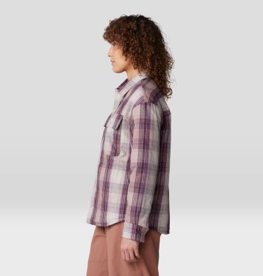 Women's Dolores Insulated Flannel Shacket, Color: Smoky Quartz Starlights Plaid, image 3