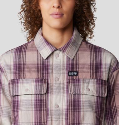 Women's Dolores Insulated Flannel Shacket, Color: Smoky Quartz Starlights Plaid, image 4