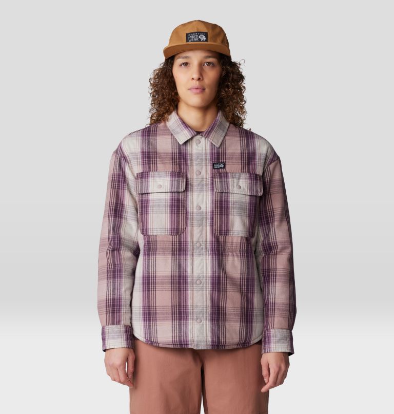 Women's Dolores Insulated Flannel Shacket, Color: Smoky Quartz Starlights Plaid, image 6
