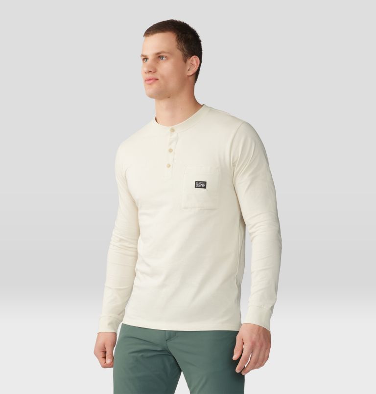 Men's Henley Collar Long Sleeve Cotton T Shirt