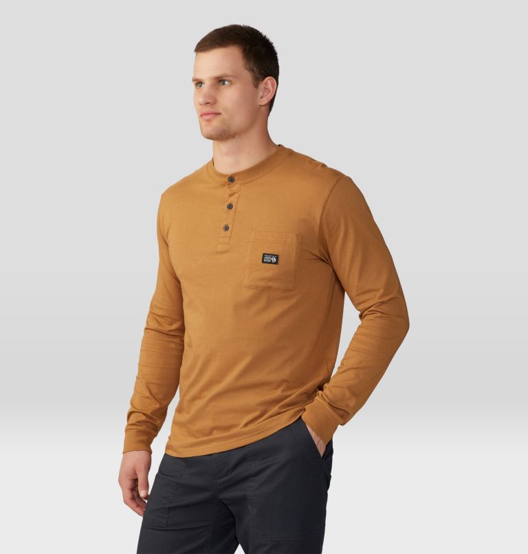 Men's Cotton Ridge Long Sleeve Henley, Color: Copper Clay, image 5
