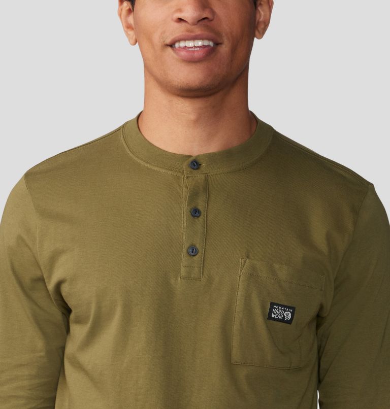 Men's Cotton Ridge Long Sleeve Henley, Color: Combat Green, image 4
