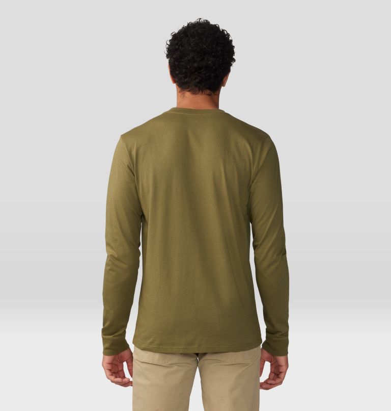 Thumbnail: Men's Cotton Ridge Long Sleeve Henley, Color: Combat Green, image 2