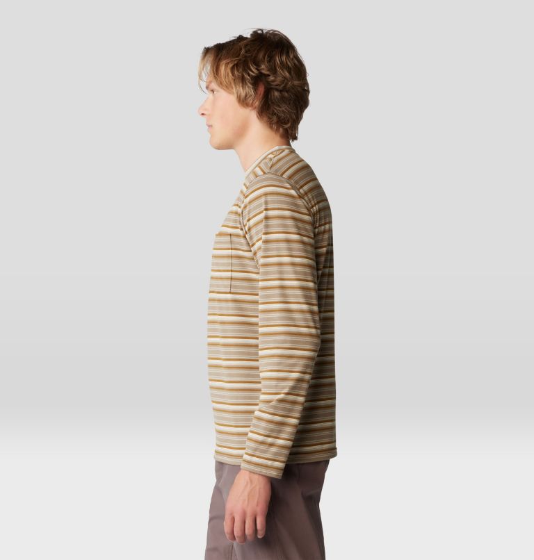 Men's Low Exposure Long Sleeve, Color: Golden Brown Crag Stripe Print, image 3