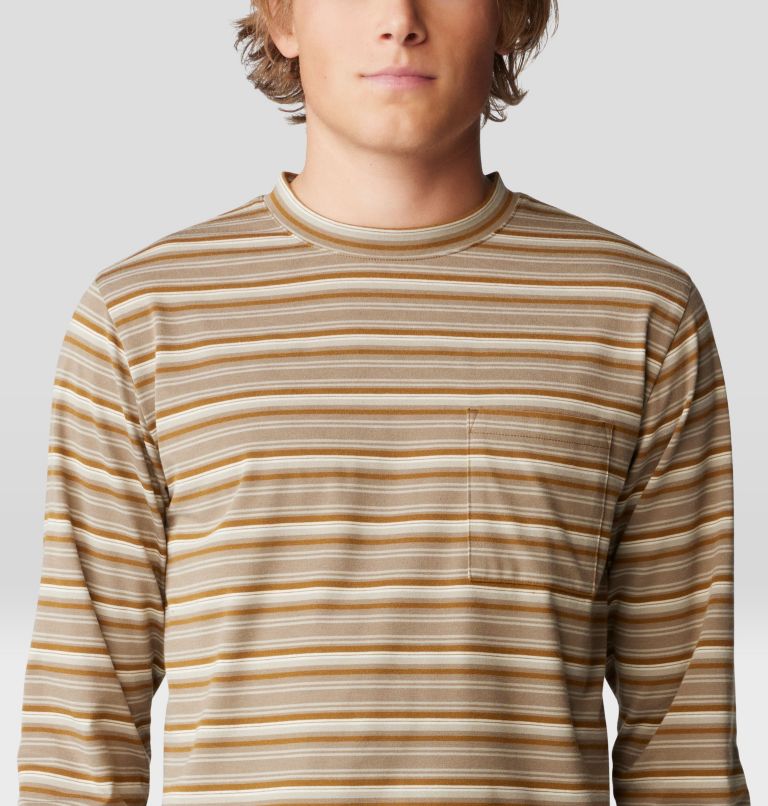 Men's Low Exposure Long Sleeve, Color: Golden Brown Crag Stripe Print, image 4