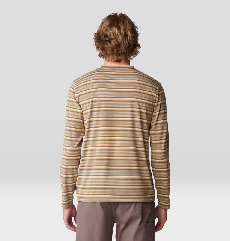 Men's Low Exposure Long Sleeve, Color: Golden Brown Crag Stripe Print, image 2