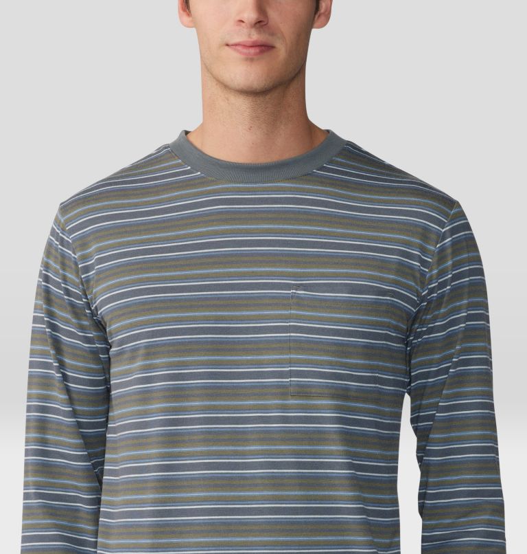 Men's Low Exposure Long Sleeve, Color: Stone Green Crag Stripe Print, image 4
