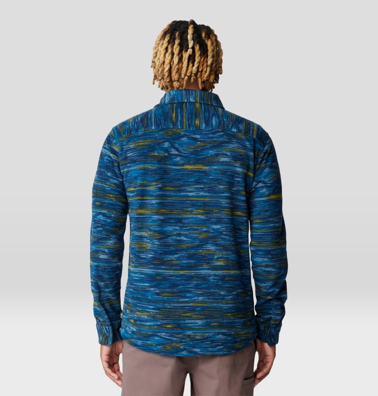 Men's Microchill Long Sleeve Shirt, Color: Dark Caspian Stria Print, image 2