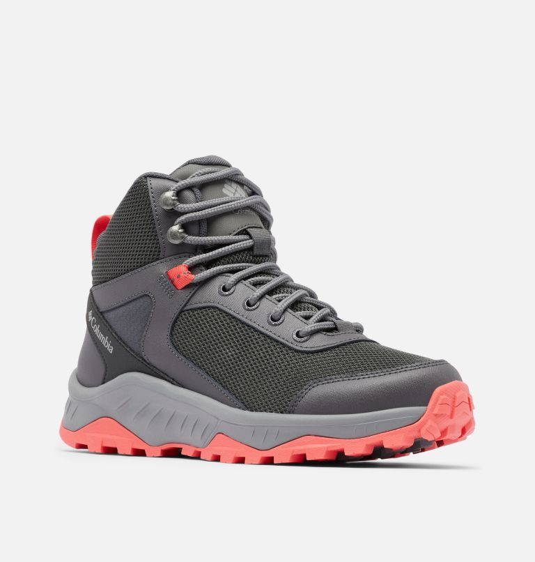 Women's Trailstorm Ascend Mid Waterproof Shoe, Color: Dark Grey, Red Coral, image 2