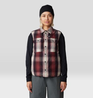 Women's Dolores Insulated Flannel Vest, Color: Pluot Starlights Plaid, image 1