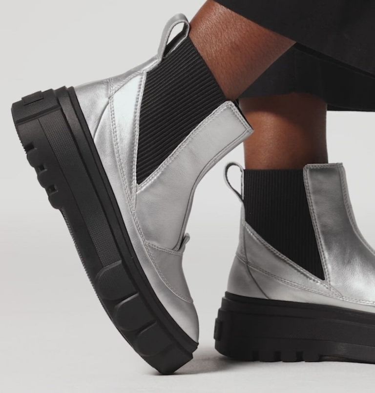 CARIBOU X Women's Chelsea Waterproof Boot, Color: Pure Silver, Black