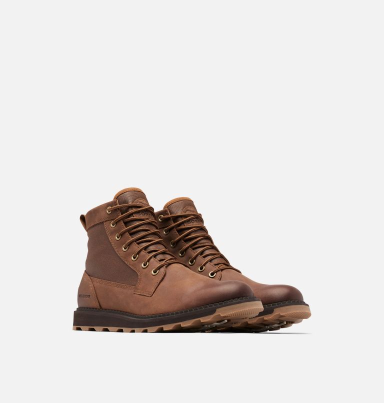 Leather Boots with Laces & Zip, for Boys Brown Dark Solid