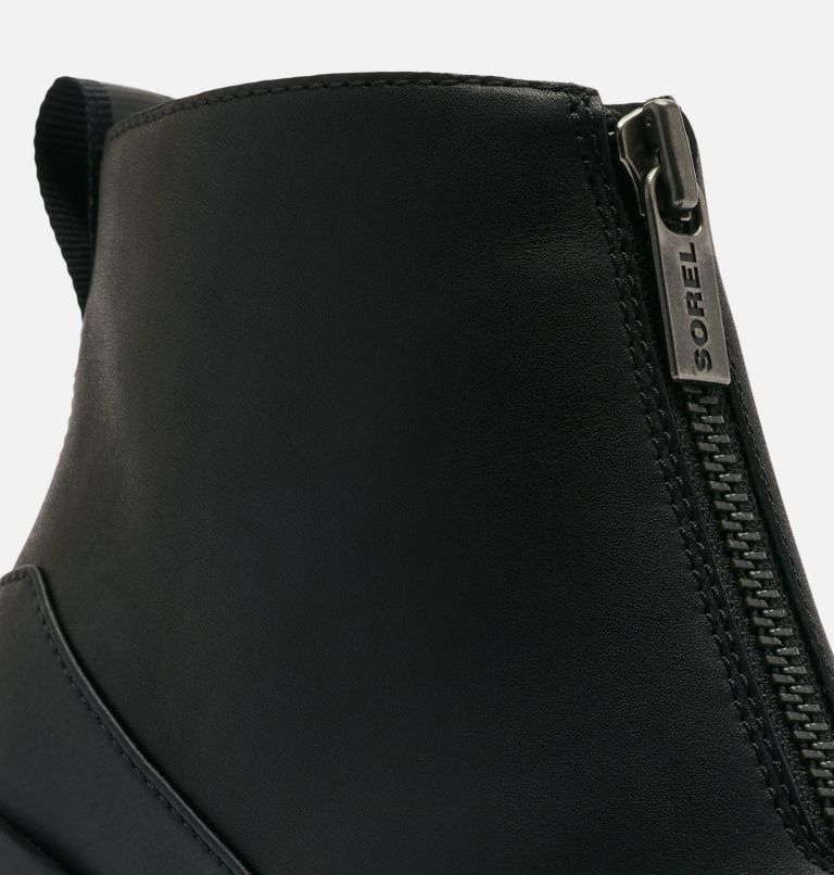 Zip front black on sale boots