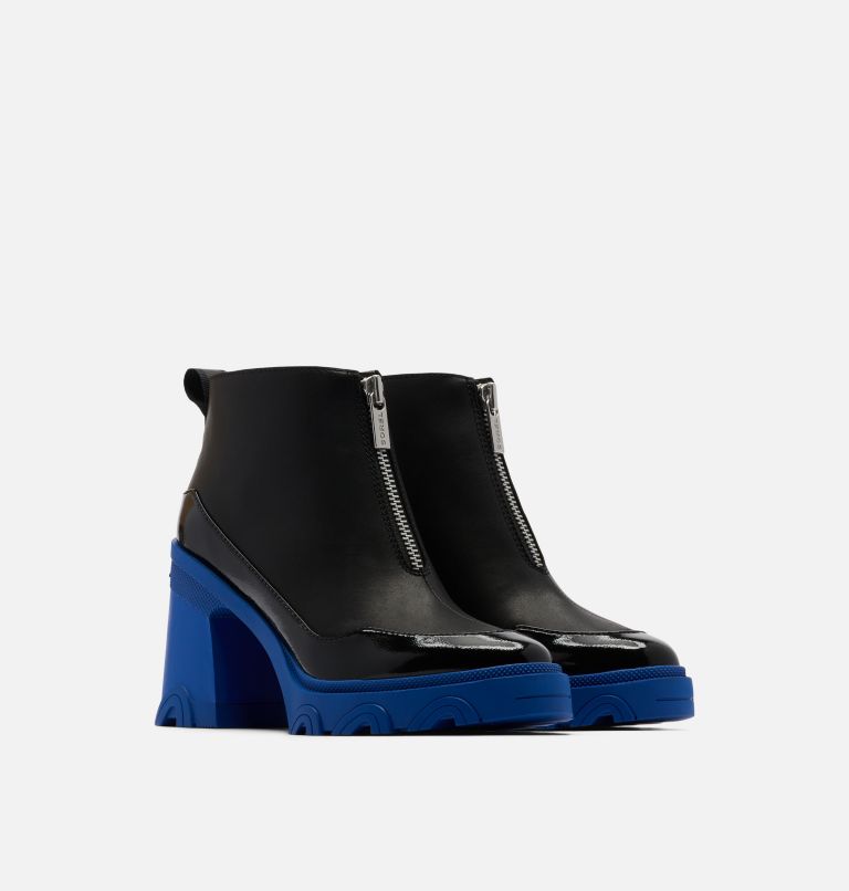 Women's Brex Heel Zip Boot, Color: Black, Cobalt Blue, image 2