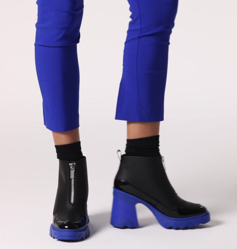 Women's Brex Heel Zip Boot, Color: Black, Cobalt Blue