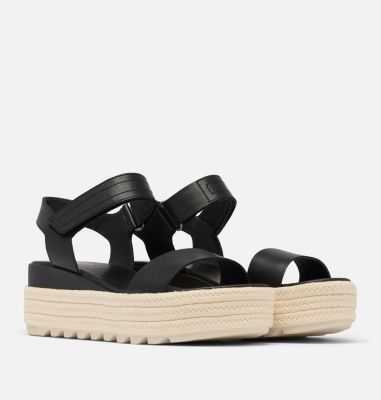 CAMERON Flatform Women's Wedge Sandal, Color: Black, Chalk, image 6