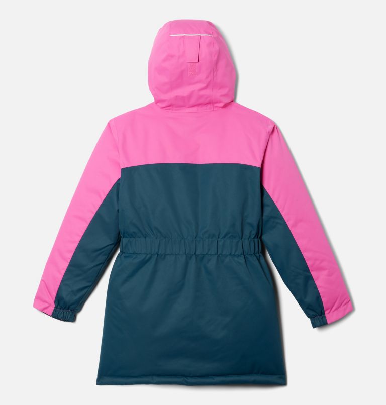 Girls' Hikebound Long Insulated Jacket, Color: Night Wave, Pink Ice, image 2