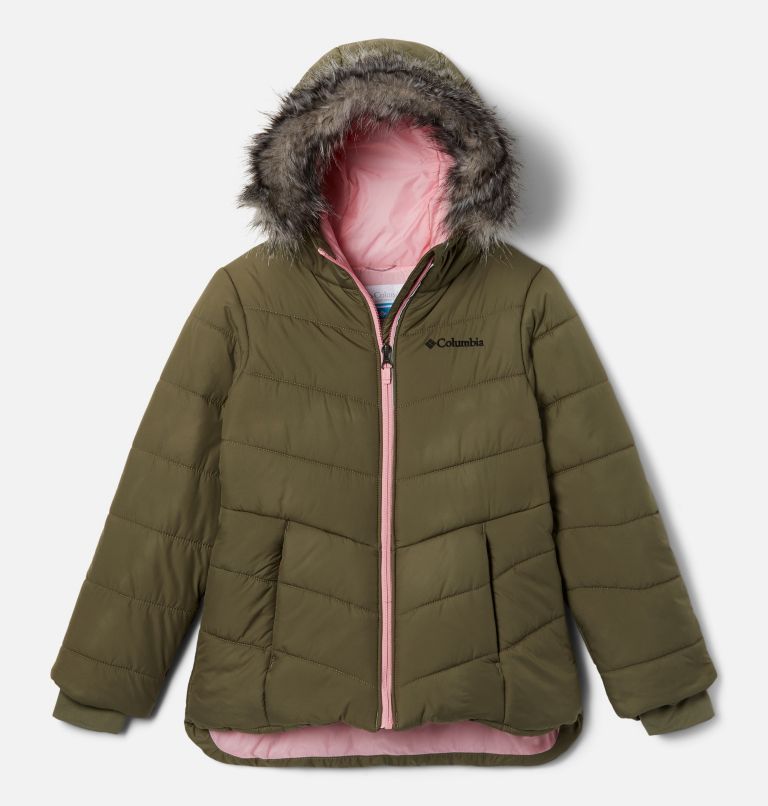 Girls' Katelyn Crest II Hooded Insulated Jacket, Color: Stone Green, image 1