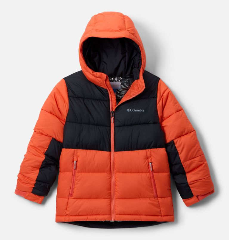 Youth Pike Lake II Hooded Puffer Jacket, Color: Zing, Black, image 1