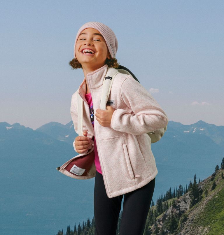 Kids' Sweater Weather Full Zip Jacket, Color: Dusty Pink Heather, image 4