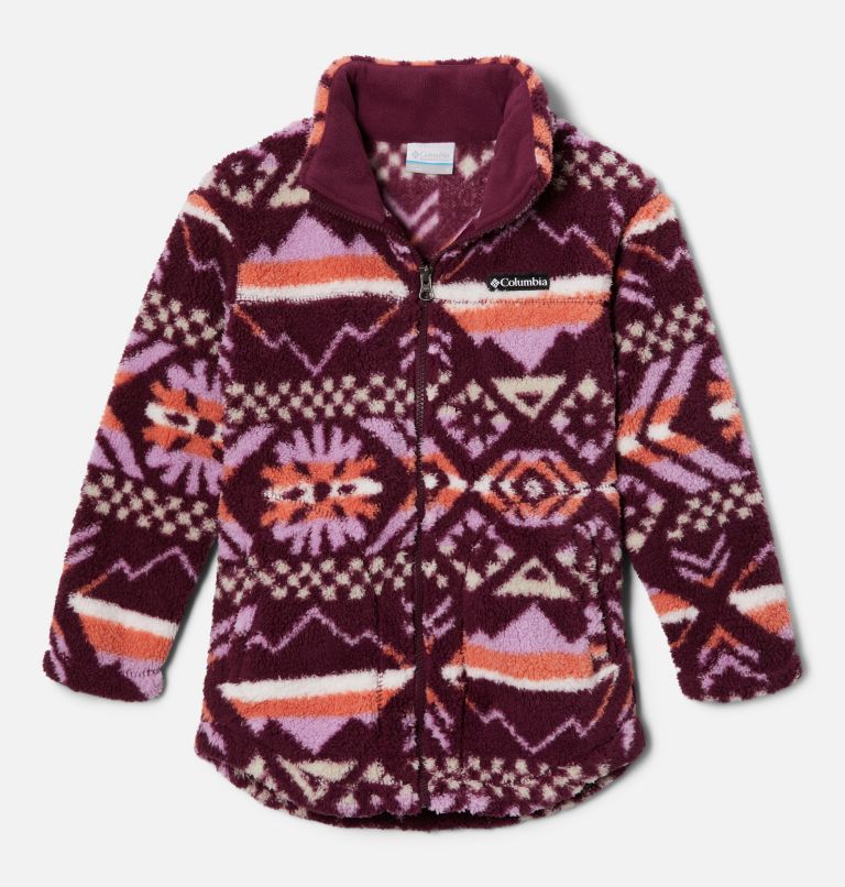 Thumbnail: Girls' West Bend Full Zip Fleece Jacket, Color: Marionberry Checkered Peaks, image 1