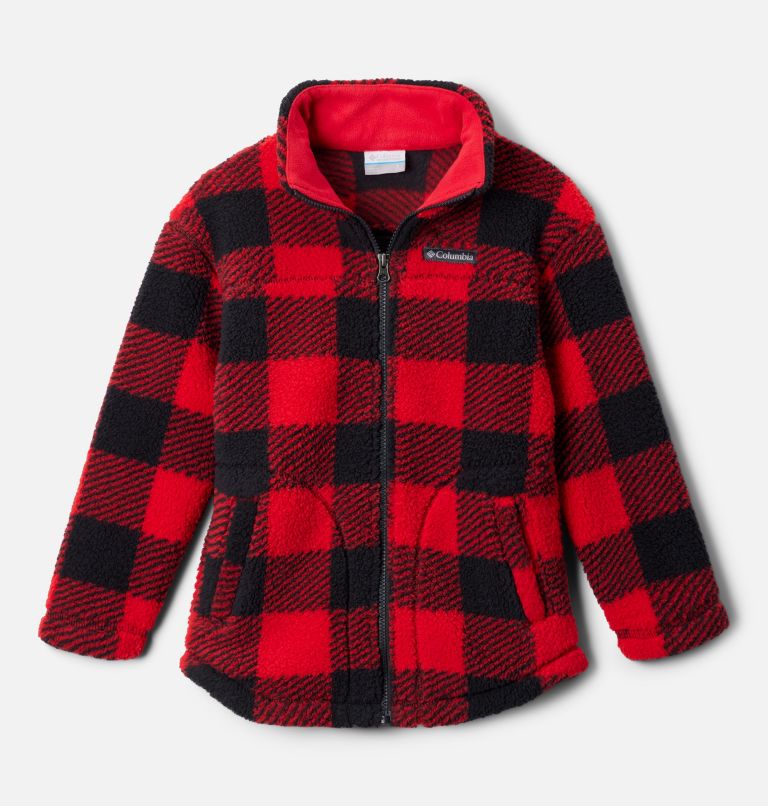 Girls' West Bend Full Zip Fleece Jacket, Color: Red Lily Check, image 1