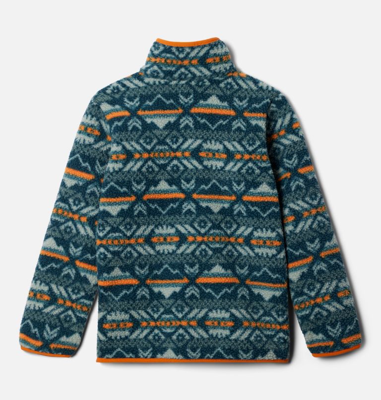 Kids' Helvetia Half Snap Fleece Pullover, Color: Night Wave Checkered Peaks, Metal, image 2