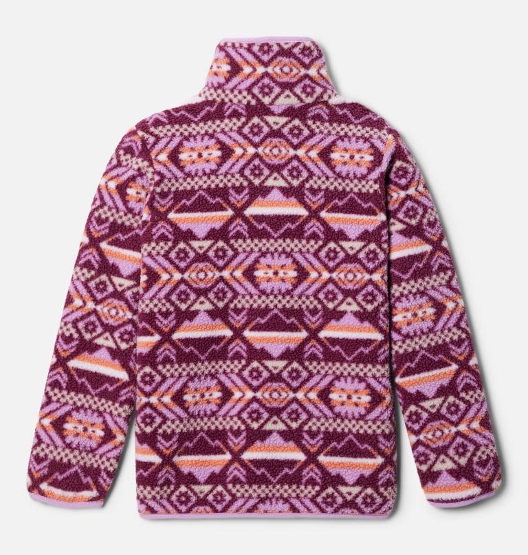 Kids' Helvetia Half Snap Fleece Pullover, Color: Marionberry Checkered Peaks, Gumdrop, image 2